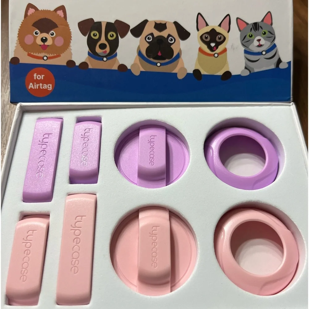 NIB Pet Collar Holder Apple AirTag 2-pack Pink Purple Add To Your Pet’s Collar